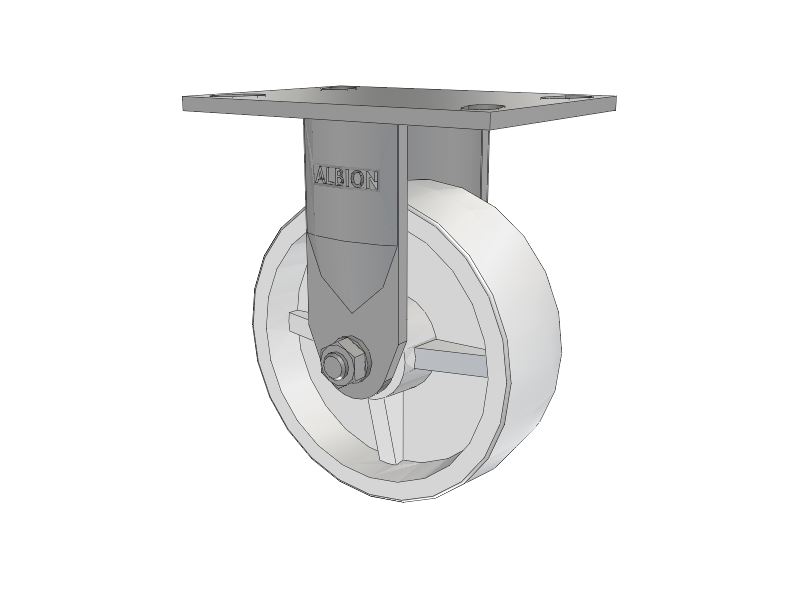 120 Series Top Plate Rigid Caster with 6 x 2 White Polypropylene RW - Polypropylene (Retort) Wheel