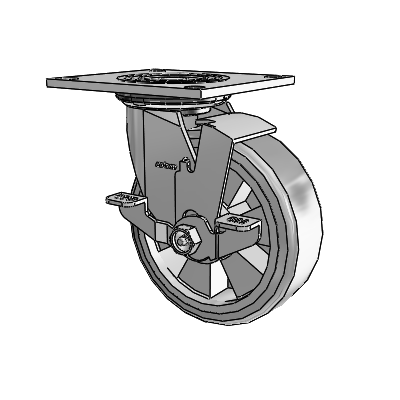 4 Series 2 Inch Wide Top Plate Swivel Caster Caster with 6 x 2 Trans-forma HD (Flat) Wheel and Top Lock Brake