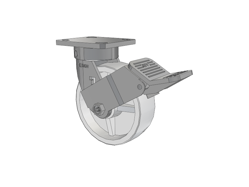 120 Series Top Plate Swivel Caster with 6 x 2 White Polypropylene RW - Polypropylene (Retort) Wheel and Stainless Steel Face Brake