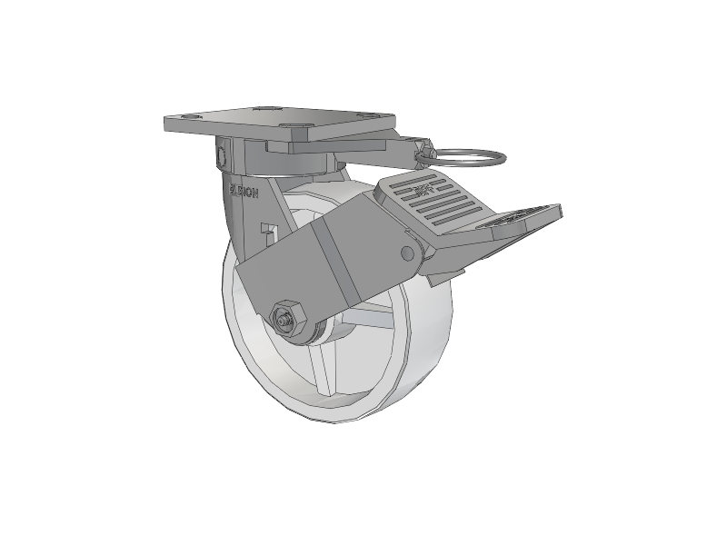 120 Series Top Plate Swivel Caster with 6 x 2 White Polypropylene RW - Polypropylene (Retort) Wheel and Stainless Steel Face Brake
