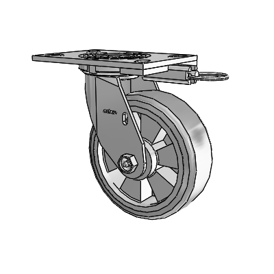 4 Series 2 Inch Wide Top Plate Swivel Caster Caster with 6 x 2 Trans-forma HD (Flat) Wheel