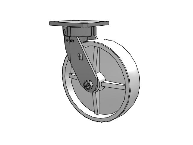 120 Series Top Plate Swivel Caster with 8 x 2 White Polypropylene RW - Polypropylene (Retort) Wheel