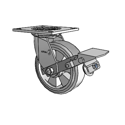4 Series 2 Inch Wide Top Plate Swivel Caster Caster with 6 x 2 Trans-forma HD (Flat) Wheel and Tread Lock Brake