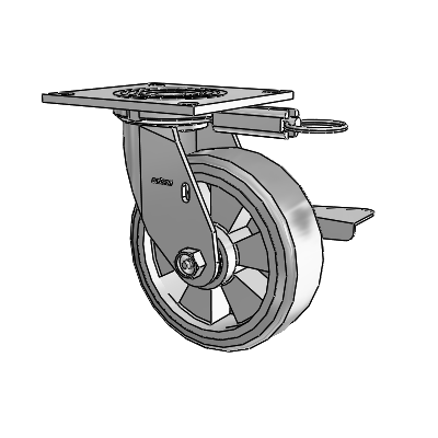 4 Series 2 Inch Wide Top Plate Swivel Caster Caster with 6 x 2 Trans-forma HD (Flat) Wheel and Side Lock Brake
