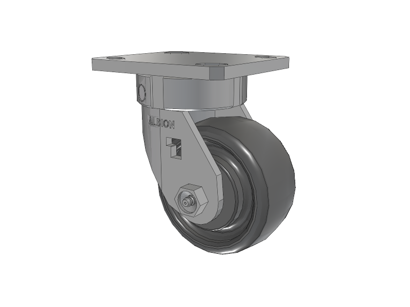 120 Series Top Plate Swivel Caster with 4 x 2 Grey Elastomer SE - Solid Elastomer Wheel