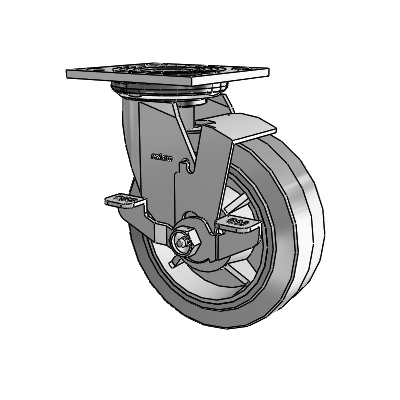 4 Series 2 Inch Wide Top Plate Swivel Caster Caster with 6 x 2 Performa Rubber (Flat/Grey) Wheel and Top Lock Brake