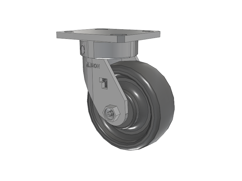 120 Series Top Plate Swivel Caster with 5 x 2 Grey Elastomer SE - Solid Elastomer Wheel