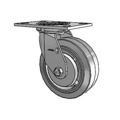 4 Series 2 Inch Wide Top Plate Swivel Caster Caster with 6 x 2 Performa Rubber (Flat/Grey) Wheel