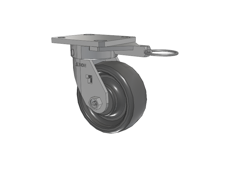 120 Series Top Plate Swivel Caster with 5 x 2 Grey Elastomer SE - Solid Elastomer Wheel