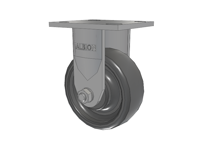 120 Series Top Plate Rigid Caster with 5 x 2 Grey Elastomer SE - Solid Elastomer Wheel
