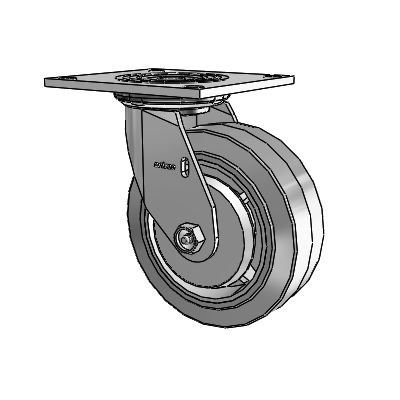 4 Series 2 Inch Wide Top Plate Swivel Caster Caster with 6 x 2 Performa Rubber (Flat/Grey) Wheel