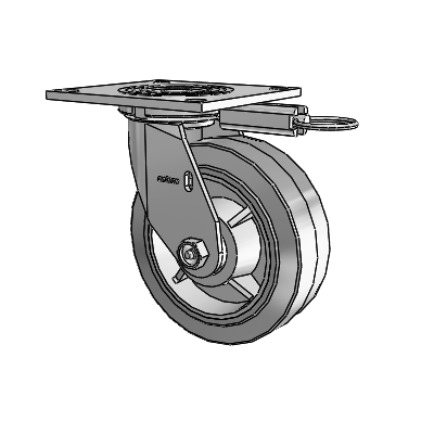 4 Series 2 Inch Wide Top Plate Swivel Caster Caster with 6 x 2 Performa Rubber (Flat/Grey) Wheel