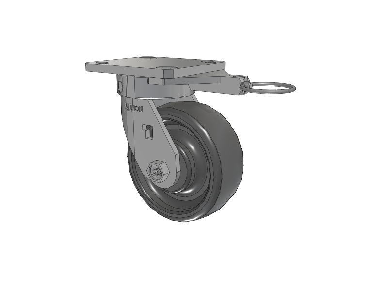120 Series Top Plate Swivel Caster with 5 x 2 Grey Elastomer SE - Solid Elastomer Wheel