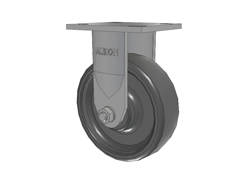 120 Series Top Plate Rigid Caster with 6 x 2 Grey Elastomer SE - Solid Elastomer Wheel