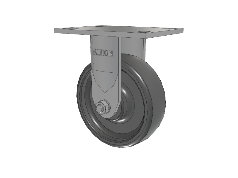 120 Series Top Plate Rigid Caster with 6 x 2 Grey Elastomer SE - Solid Elastomer Wheel