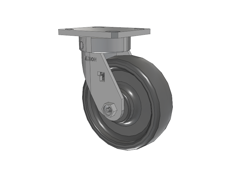 120 Series Top Plate Swivel Caster with 6 x 2 Grey Elastomer SE - Solid Elastomer Wheel
