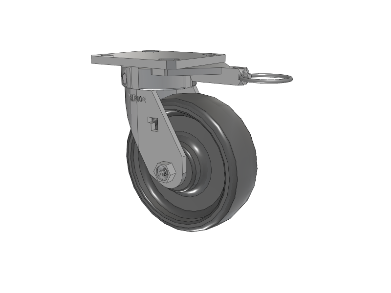 120 Series Top Plate Swivel Caster with 6 x 2 Grey Elastomer SE - Solid Elastomer Wheel