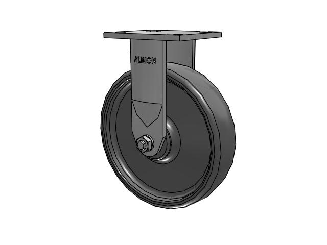120 Series Top Plate Rigid Caster with 8 x 2 Grey Elastomer SE - Solid Elastomer Wheel