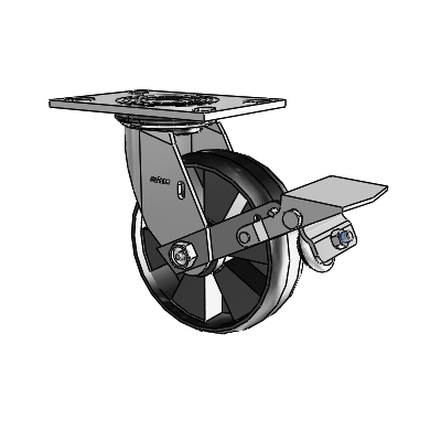 4 Series 2 Inch Wide Top Plate Swivel Caster Caster with 6 x 2 Maxim Wheel and Tread Lock Brake