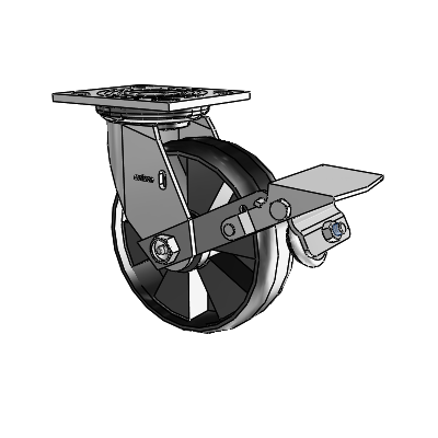 4 Series 2 Inch Wide Top Plate Swivel Caster Caster with 6 x 2 Maxim Wheel and Tread Lock Brake