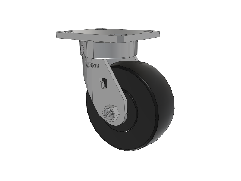 120 Series Top Plate Swivel Caster with 5 x 2 Black Phenolic Resin TH - Phenolic (Straight Sided) Wheel