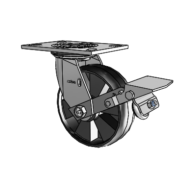 4 Series 2 Inch Wide Top Plate Swivel Caster Caster with 6 x 2 Maxim Wheel and Tread Lock Brake