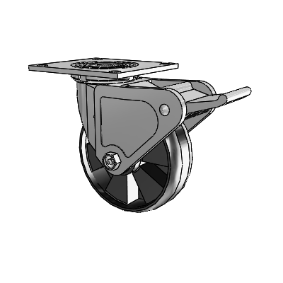 4 Series 2 Inch Wide Top Plate Swivel Caster Caster with 6 x 2 Maxim Wheel and Tech Lock Brake
