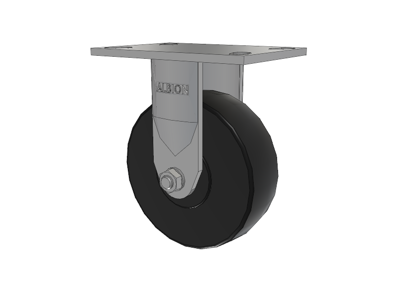 120 Series Top Plate Rigid Caster with 6 x 2 Black Phenolic Resin TH - Phenolic (Straight Sided) Wheel