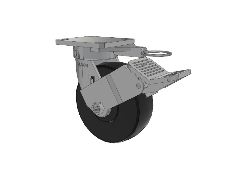 120 Series Top Plate Swivel Caster with 6 x 2 Black Phenolic Resin TH - Phenolic (Straight Sided) Wheel and Stainless Steel Face Brake