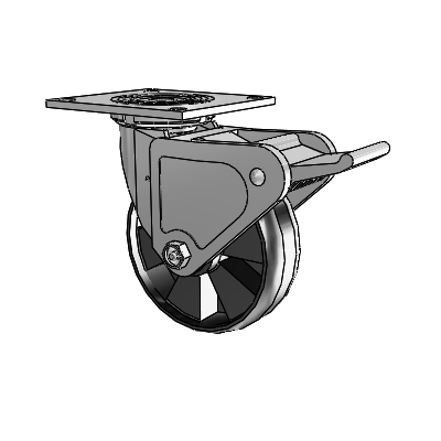 4 Series 2 Inch Wide Top Plate Swivel Caster Caster with 6 x 2 Maxim Wheel and Tech Lock Brake