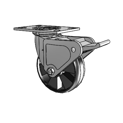 4 Series 2 Inch Wide Top Plate Swivel Caster Caster with 6 x 2 Maxim Wheel and Tech Lock Brake