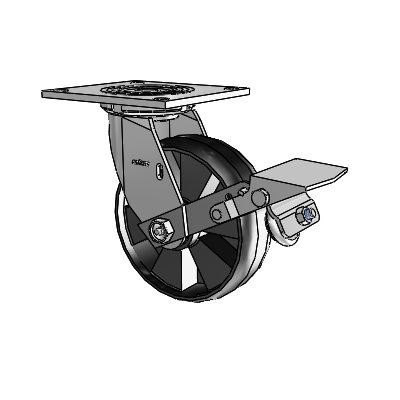 4 Series 2 Inch Wide Top Plate Swivel Caster Caster with 6 x 2 Maxim Wheel and Tread Lock Brake
