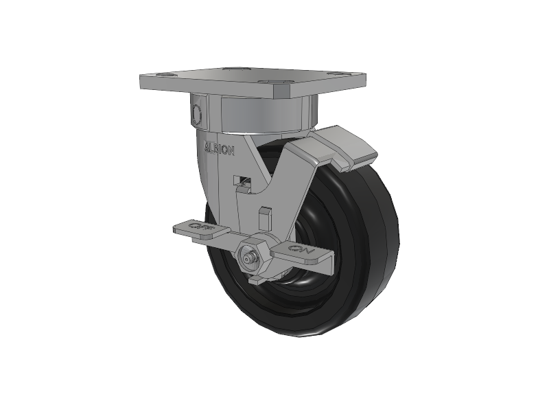 120 Series Top Plate Swivel Caster with 5 x 2 Black Phenolic Resin TM - Phenolic Wheel and Stainless Steel Face Brake