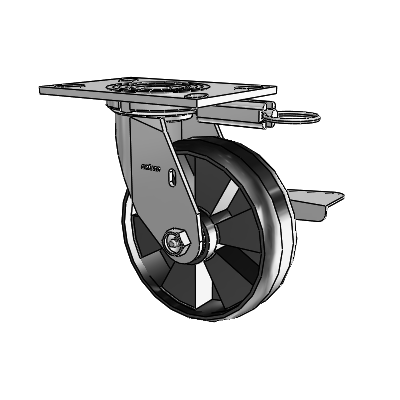 4 Series 2 Inch Wide Top Plate Swivel Caster Caster with 6 x 2 Maxim Wheel and Side Lock Brake