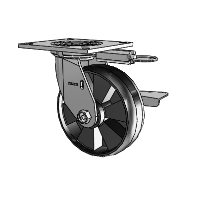 4 Series 2 Inch Wide Top Plate Swivel Caster Caster with 6 x 2 Maxim Wheel and Side Lock Brake