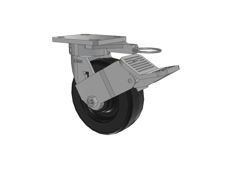 120 Series Top Plate Swivel Caster with 6 x 2 Black Phenolic Resin TM - Phenolic Wheel and Stainless Steel Face Brake