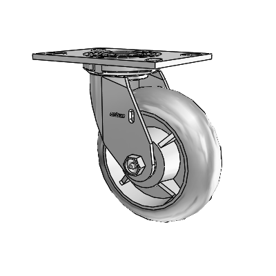 4 Series 2 Inch Wide Top Plate Swivel Caster Caster with 6 x 2 Performa Rubber (Round) Wheel