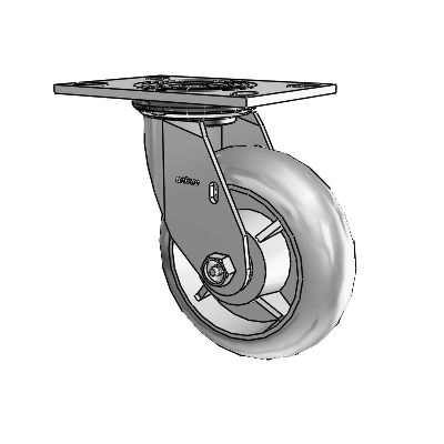 4 Series 2 Inch Wide Top Plate Swivel Caster Caster with 6 x 2 Performa Rubber (Round) Wheel