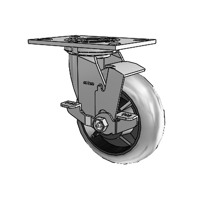 4 Series 2 Inch Wide Top Plate Swivel Caster Caster with 6 x 2 Performa Rubber (Round/Conductive) Wheel and Top Lock Brake
