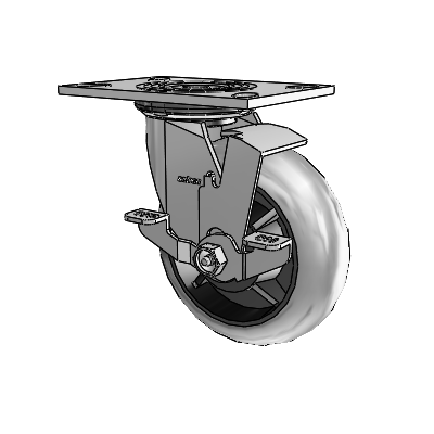 4 Series 2 Inch Wide Top Plate Swivel Caster Caster with 6 x 2 Performa Rubber (Round/Conductive) Wheel and Top Lock Brake
