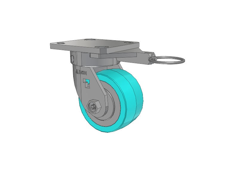 120 Series Top Plate Swivel Caster with 4 x 2 Grey Tread on Grey Polypropylene Core XA - Polyurethane (Polypropylene Core) - Prevenz Antimicrobial Wheel