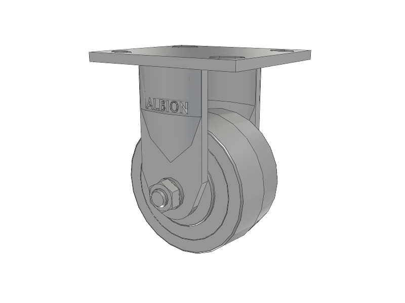 120 Series Top Plate Rigid Caster with 4 x 2 Grey Tread on Grey Polypropylene Core XA - Polyurethane (Polypropylene Core) - Prevenz Antimicrobial Wheel