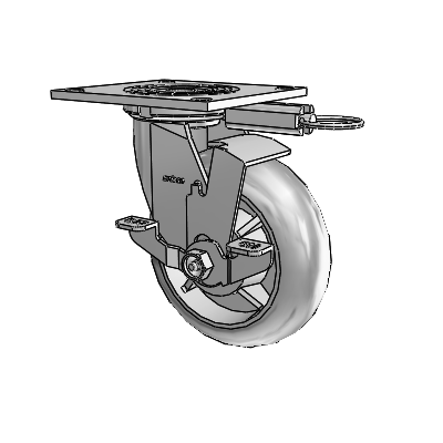 4 Series 2 Inch Wide Top Plate Swivel Caster Caster with 6 x 2 Performa Rubber (Round) Wheel and Top Lock Brake