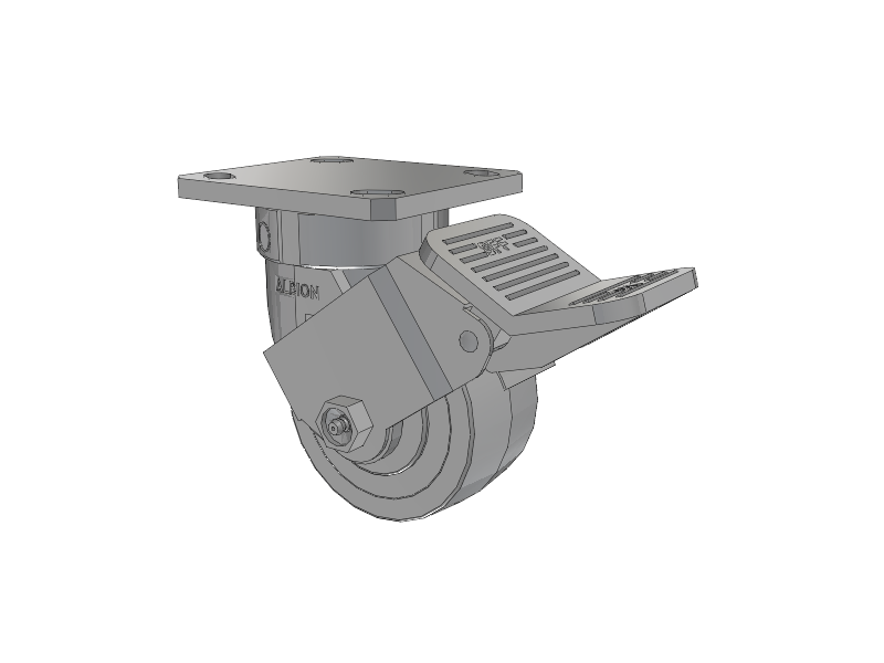 120 Series Top Plate Swivel Caster with 4 x 2 Grey Tread on Grey Polypropylene Core XA - Polyurethane (Polypropylene Core) Wheel and Stainless Steel Face Brake