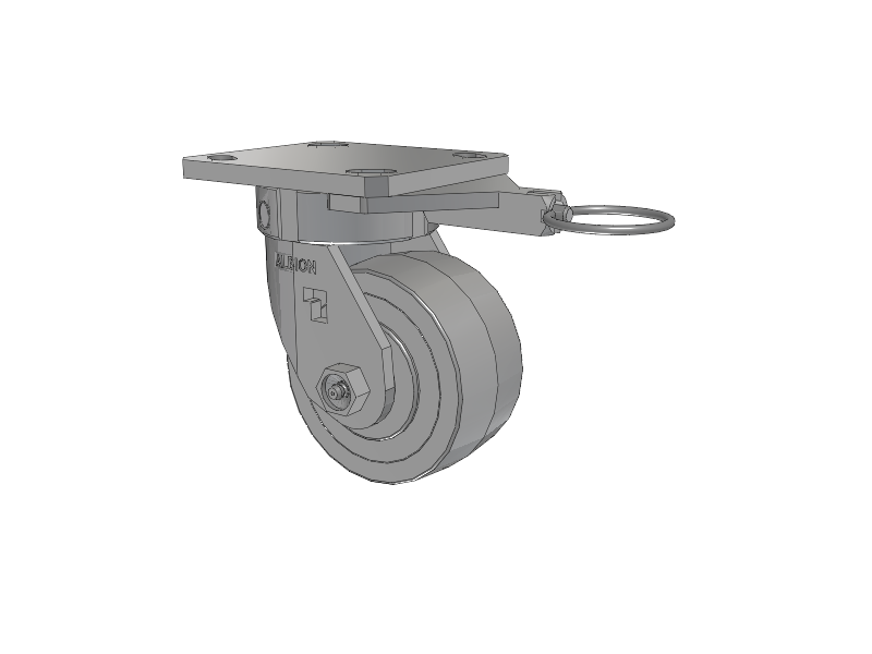 120 Series Top Plate Swivel Caster with 4 x 2 Grey Tread on Grey Polypropylene Core XA - Polyurethane (Polypropylene Core) - Prevenz Antimicrobial Wheel