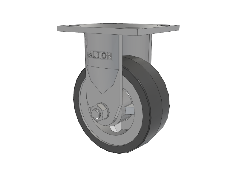 120 Series Top Plate Rigid Caster with 5 x 2 Grey Tread on Grey Polypropylene Core XA - Polyurethane (Polypropylene Core) Wheel