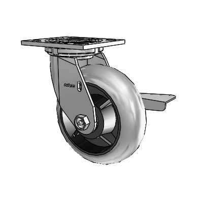 4 Series 2 Inch Wide Top Plate Swivel Caster Caster with 6 x 2 Performa Rubber (Round/Conductive) Wheel and Side Lock Brake
