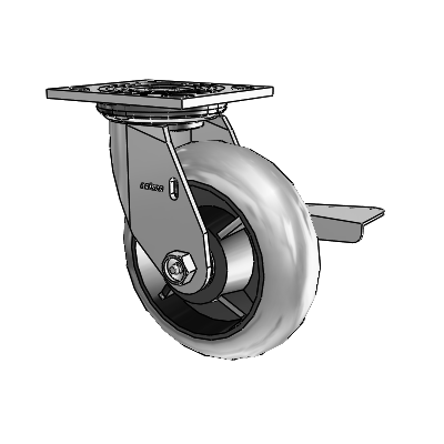 4 Series 2 Inch Wide Top Plate Swivel Caster Caster with 6 x 2 Performa Rubber (Round/Conductive) Wheel and Side Lock Brake