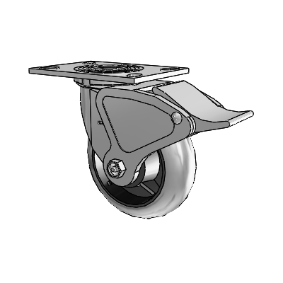 4 Series 2 Inch Wide Top Plate Swivel Caster Caster with 6 x 2 Performa Rubber (Round/Conductive) Wheel and Total Lock Brake