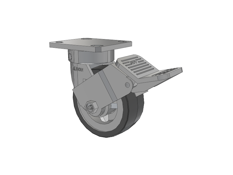 120 Series Top Plate Swivel Caster with 5 x 2 Grey Tread on Grey Polypropylene Core XA - Polyurethane (Polypropylene Core) Wheel and Stainless Steel Face Brake
